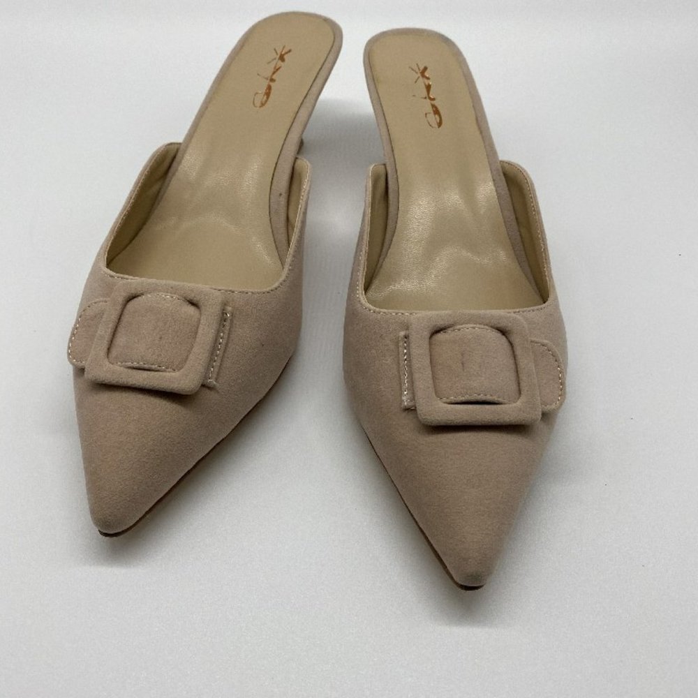 XYD Women Mule Pointy Toe Sandals Suede Slip